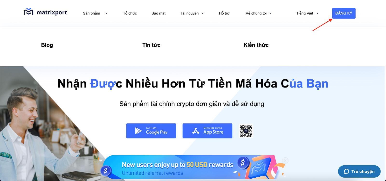 Bước 2 đăng ký tài khoản tại Matrixport