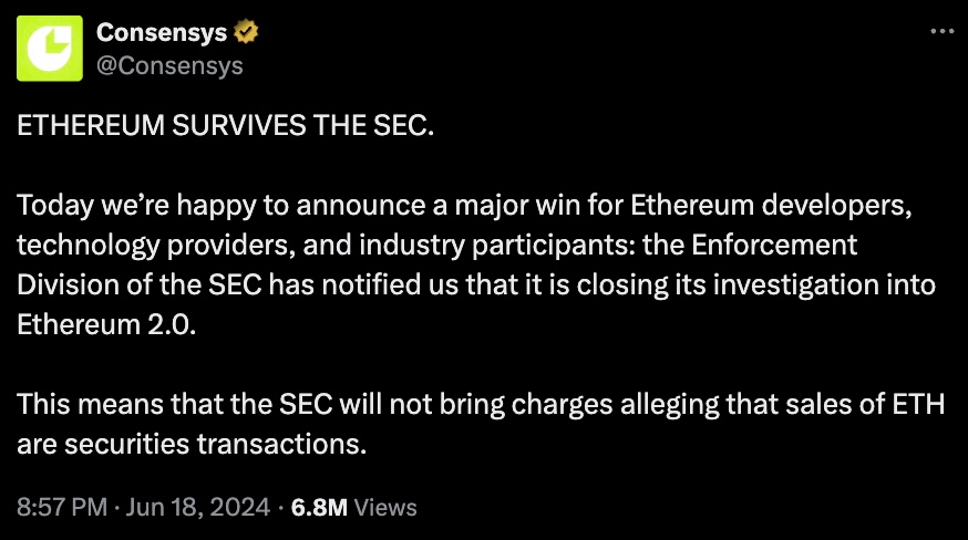 Cuộc chiến của SEC với Ethereum và ConsenSys chưa kết thúc