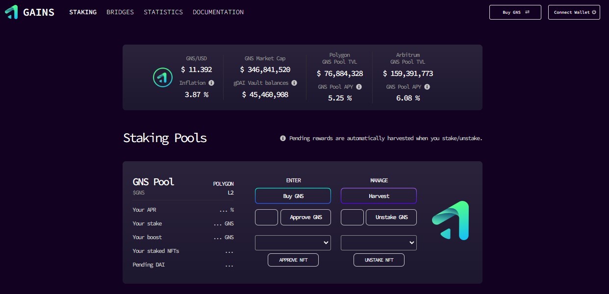 Gains Network staking pool