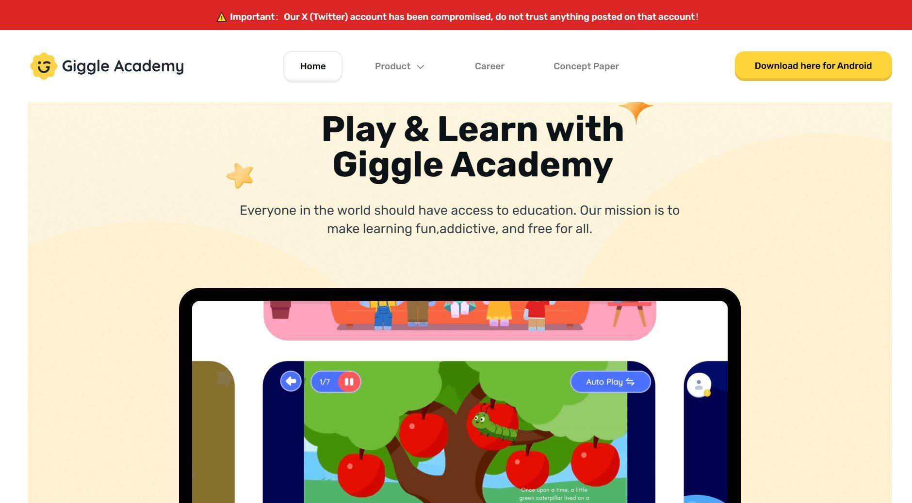 Dự Án Giáo Dục Giggle Academy Của Cz Bị Hack Tài Khoản X twitter