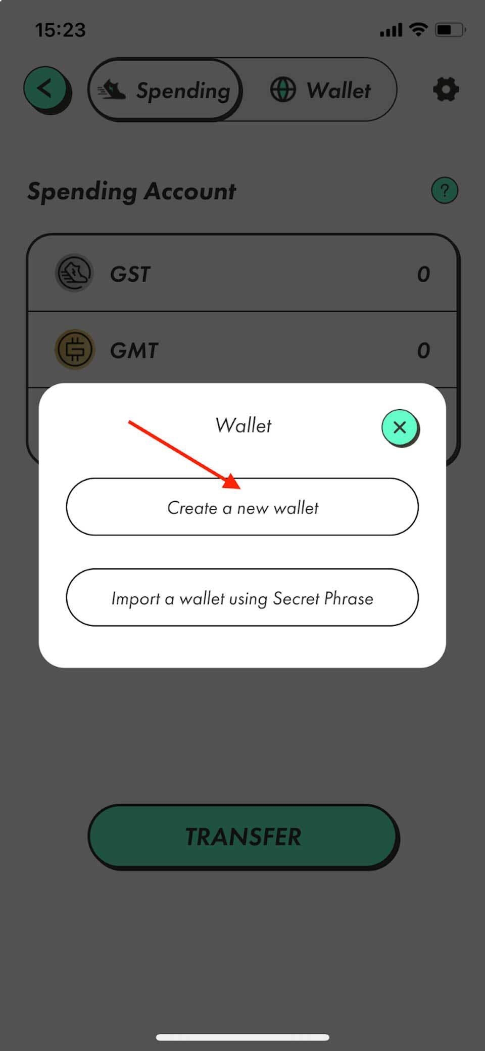 Chọn “Create a new wallet”