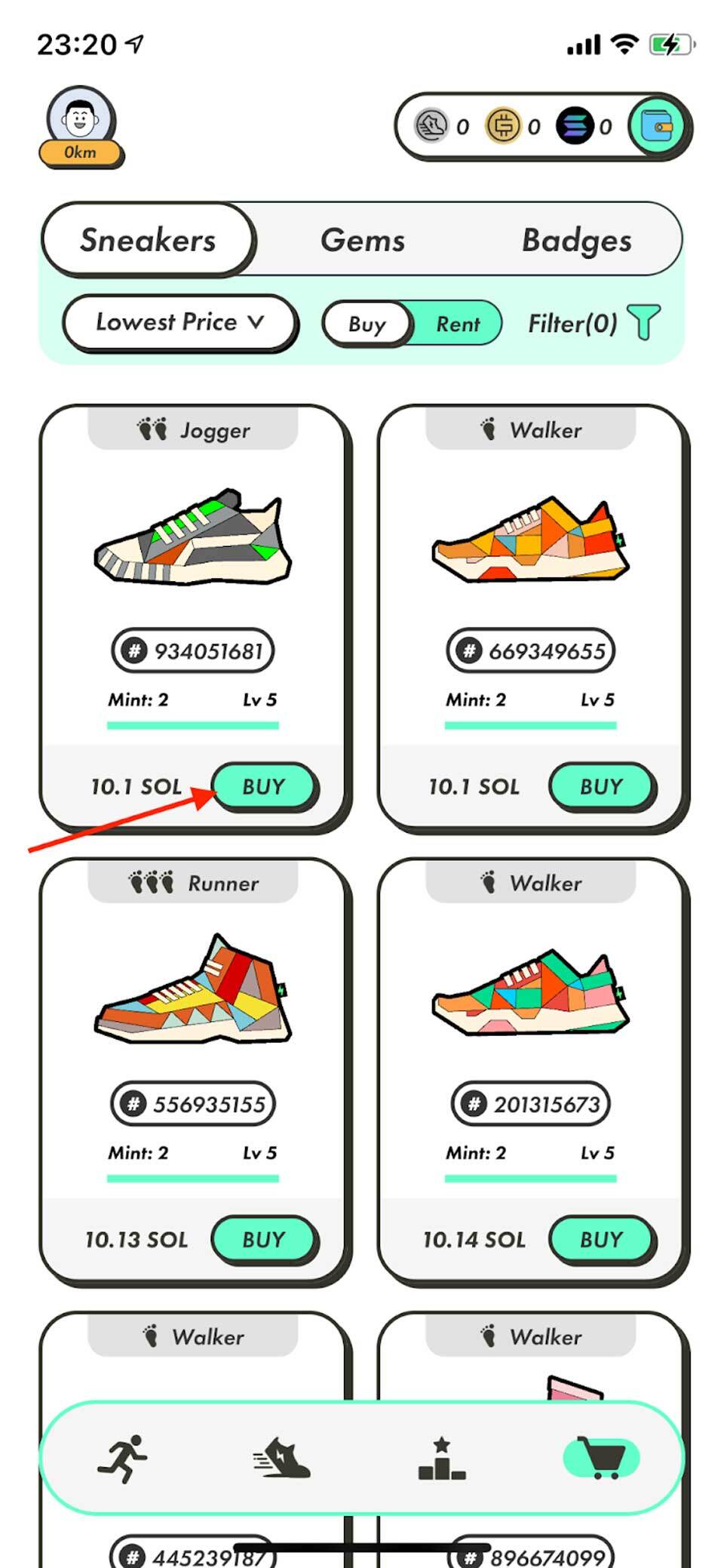 Chọn Sneaker mà bạn muốn mua, sau đó chọn “Buy”