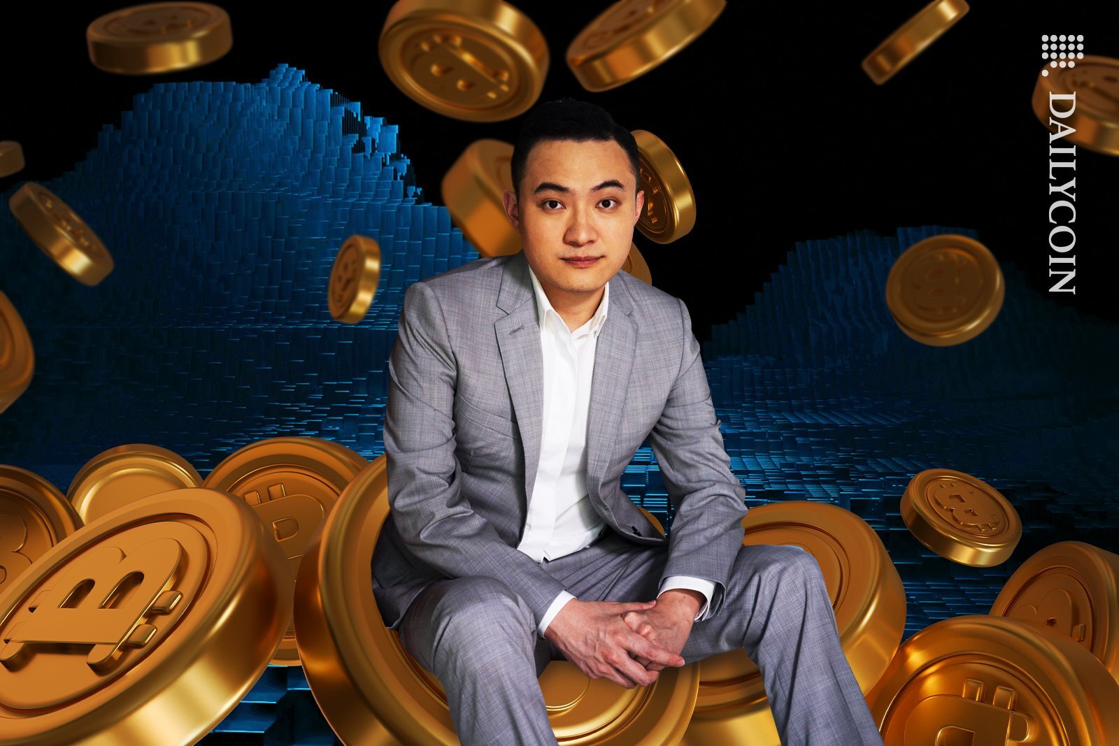 Justin Su ngồi trên các đồng Bitcoin.