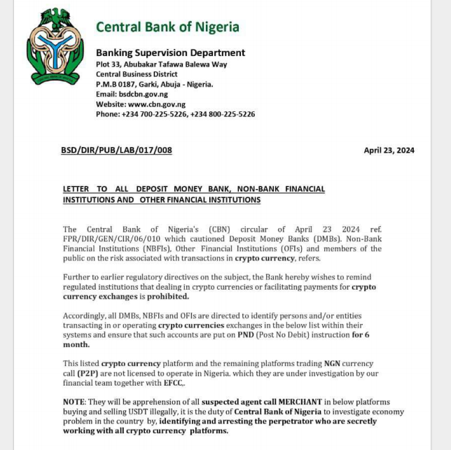 Ngân hàng Trung ương Nigeria sẽ đóng băng tài khoản người dùng trên Bybit, Kucoin, Okex và Binance