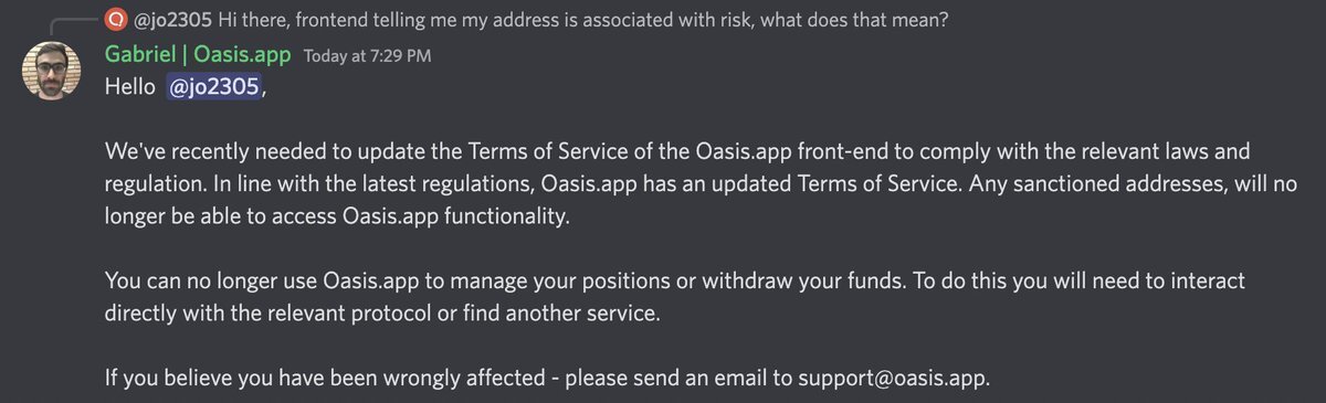 Oasisapp Là Cái Tên Tiếp Theo cấm Cửa Tornado Cash