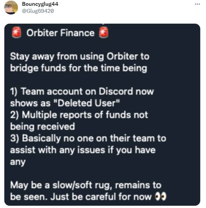 Orbiter Finance Phủ Nhận Cáo Buộc rug Pull