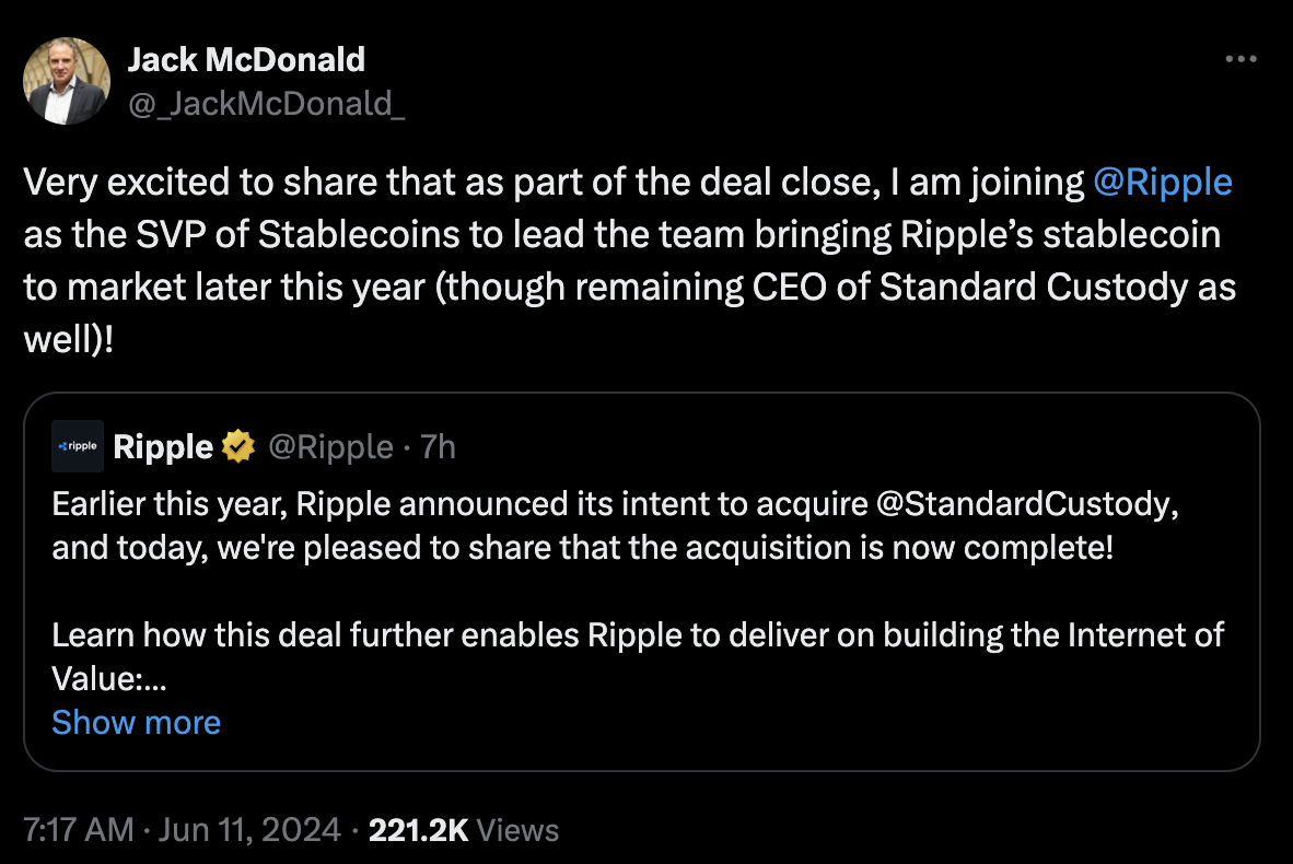 Ripple Labs Đóng thỏa thuận mua Standard Custody