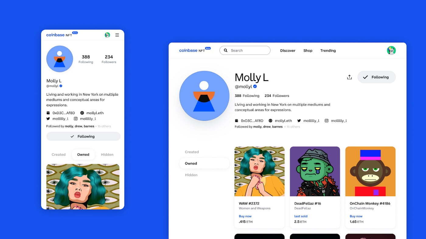 Sàn Coinbase Ra Mắt Marketplace Nft Phiên Bản Beta Tính Năng Như Mạng Xã Hội