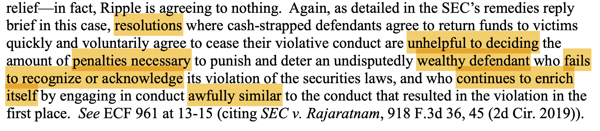 SEC bác bỏ lập luận của Ripples về việc giảm hình phạt