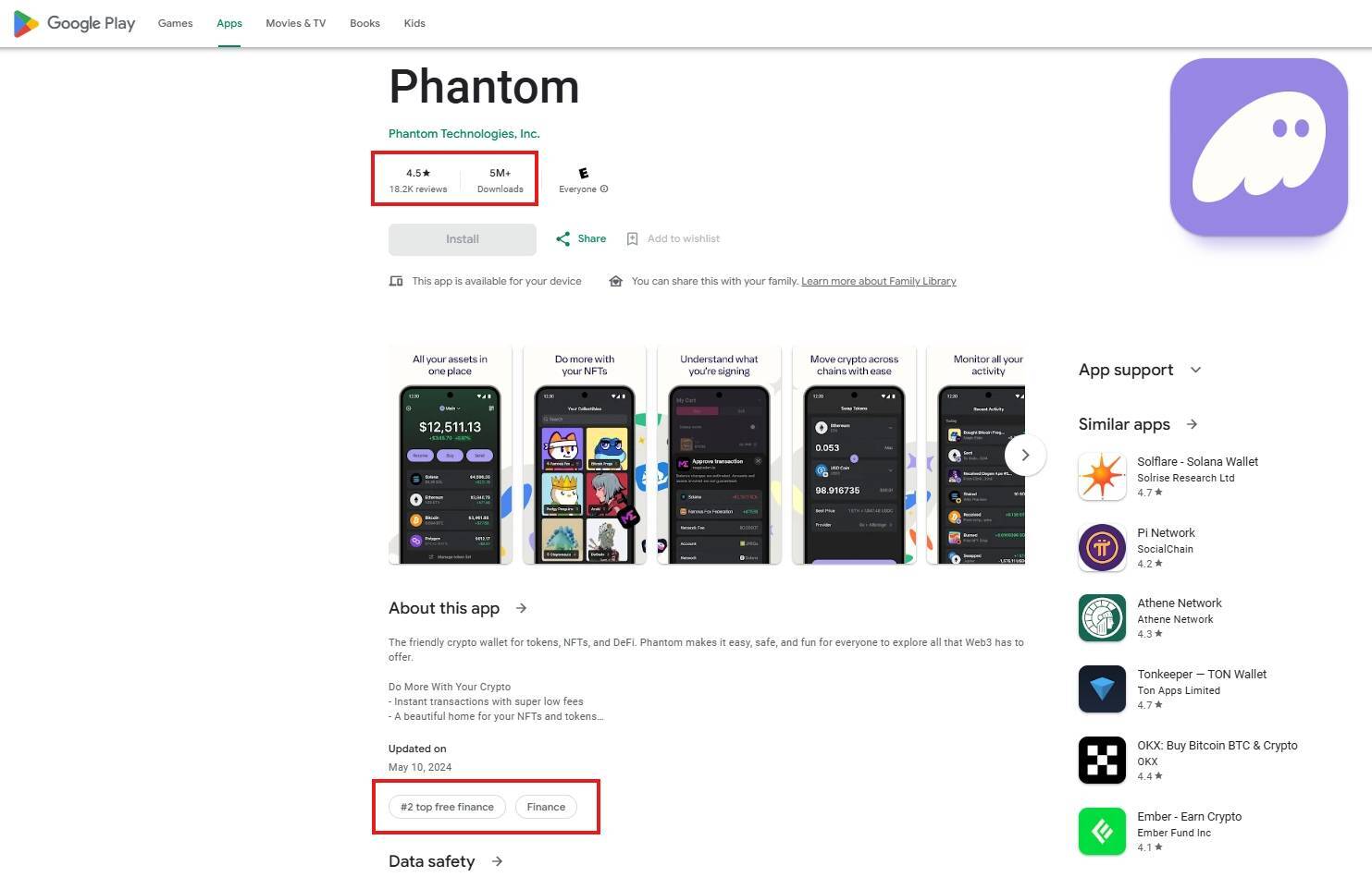 Ví Phantom Đánh Bại Paypal Xếp Hạng Thứ 2 Trên Google Play