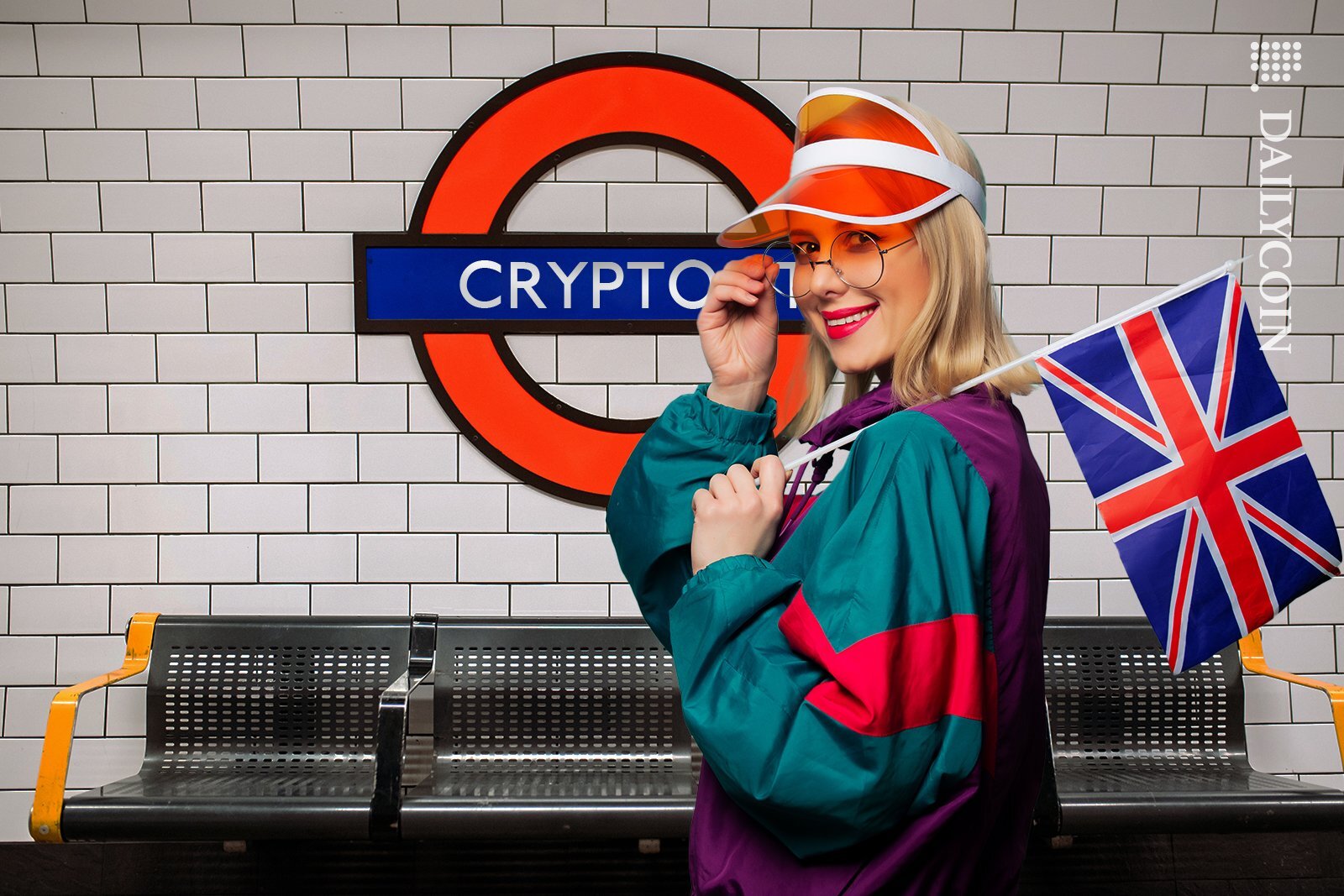 Cô gái ở Luân Đôn trên trạm dưới lòng đất Crypto st.