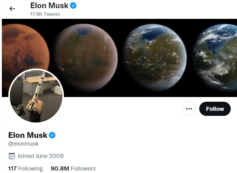 Ảnh đại diện trang cá nhân Twitter của Elon Musk đã được đổi tính đến ngày 05/05/2022